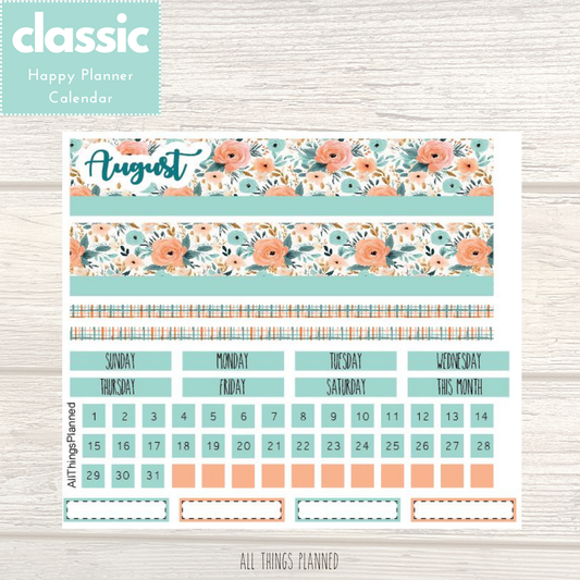 Classic Aug. (Summer Bloom) Monthly Calendar