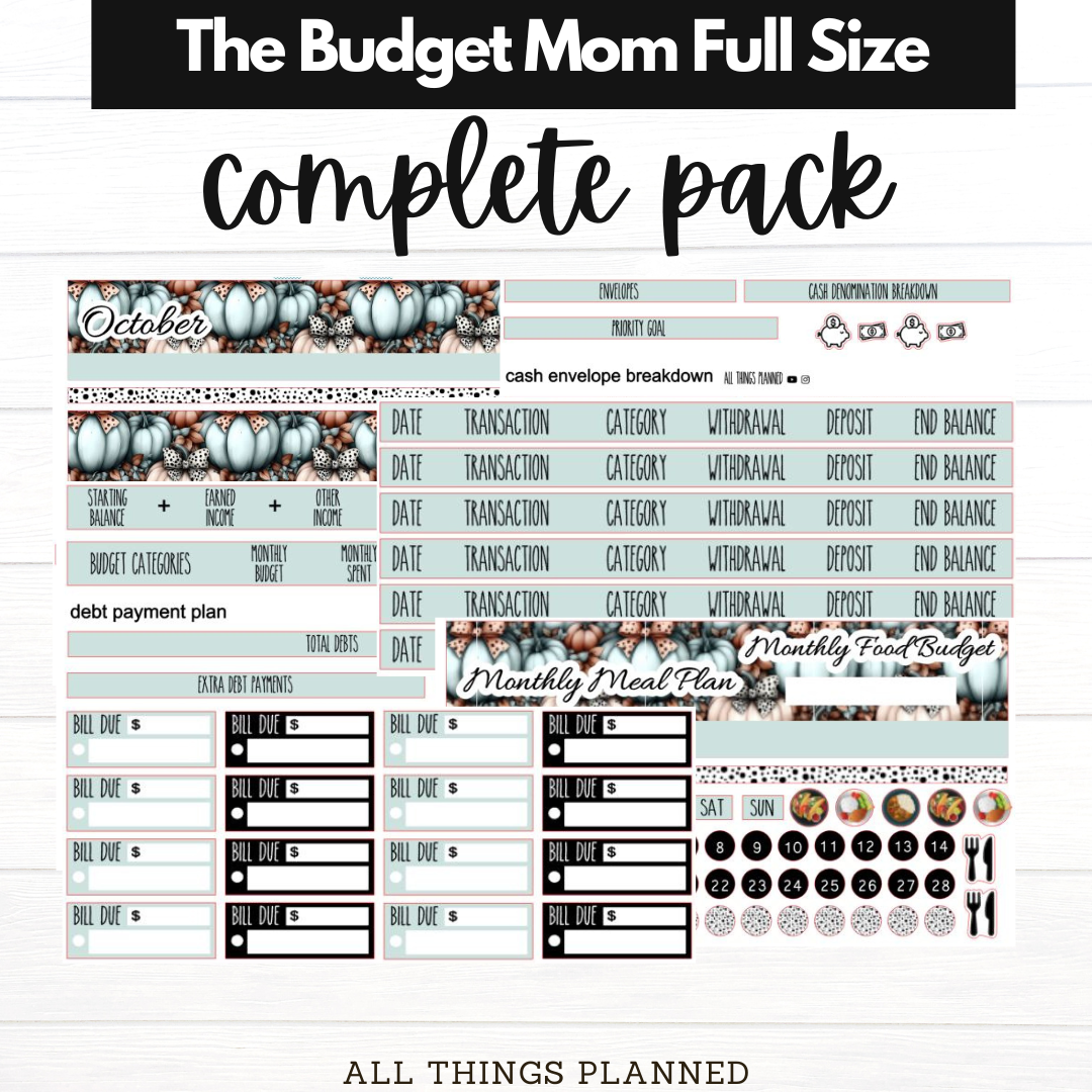 Full Oct (Pumpkins Bows) Budget Kit BUNDLE