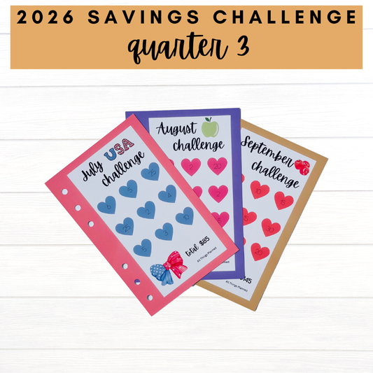2026 Savings Challenge Cards - Quarter 3
