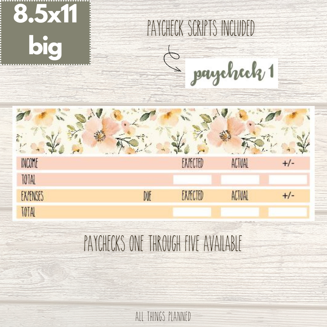 8.5x11 | Big | May (Spring Florals) Paychecks