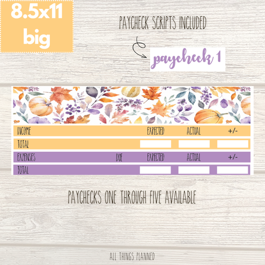 8.5x11 | Big | Nov. (Purple Harvest) Paychecks