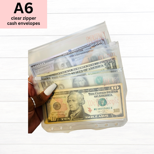 A6 Clear Zipper Envelopes