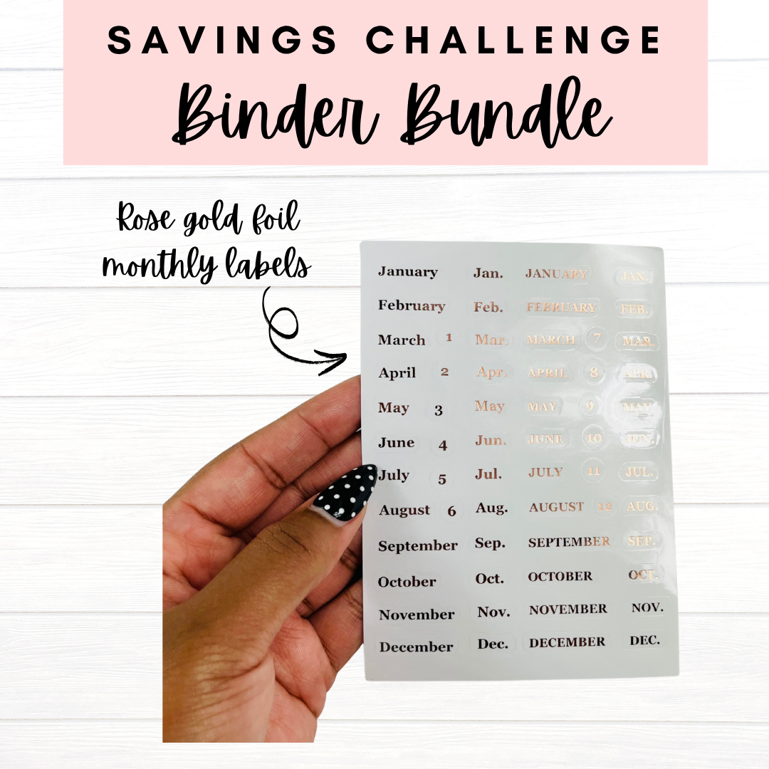 2026 Rose Gold Savings Challenge Binder (Bundle)