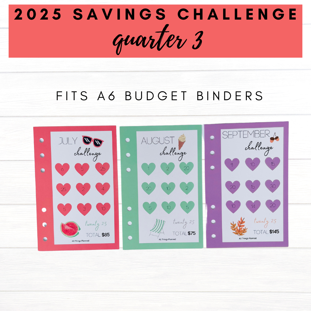 2025 Savings Challenge Cards - Quarter 3