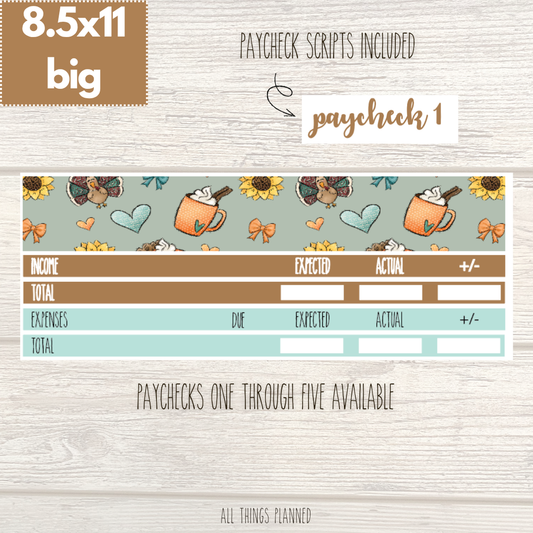 8.5x11 | Big | Nov. (Thanksgiving) Paychecks