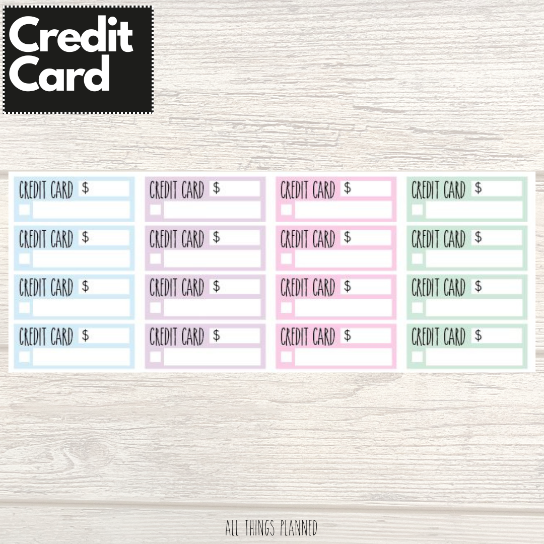 Credit Invoice Sticker Credit Card Stickers (Pastel) – All Things Planned