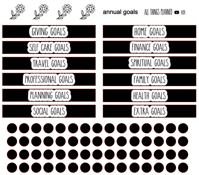 7x9 Annual Goals Sticker Sheet