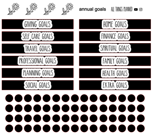 7x9 Annual Goals Sticker Sheet