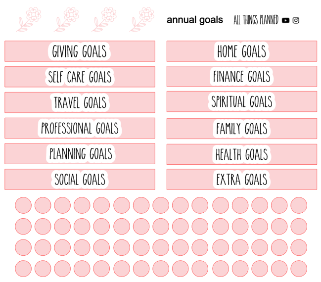 7x9 Annual Goals Sticker Sheet