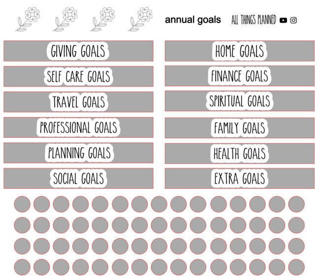 7x9 Annual Goals Sticker Sheet