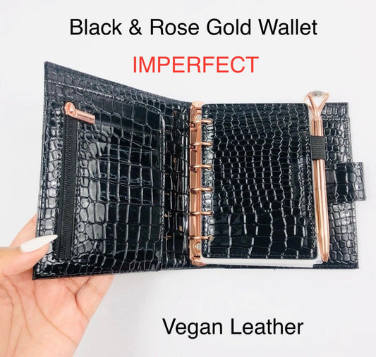 IMPERFECT Black & Rose Gold Croc A7 Cash Wallet