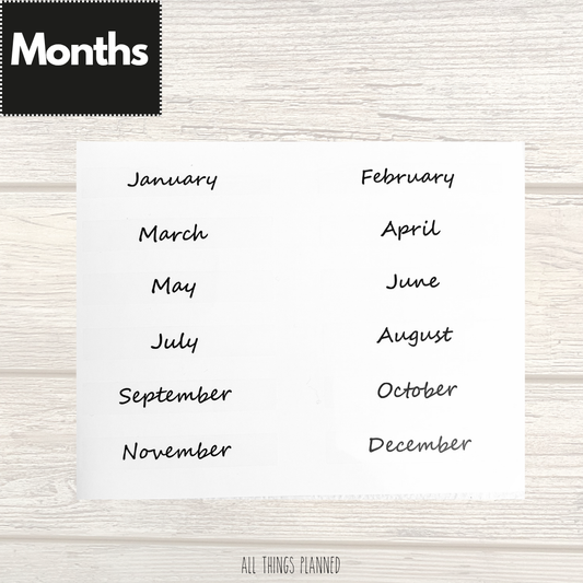 Black GLOSSY Monthly Stickers