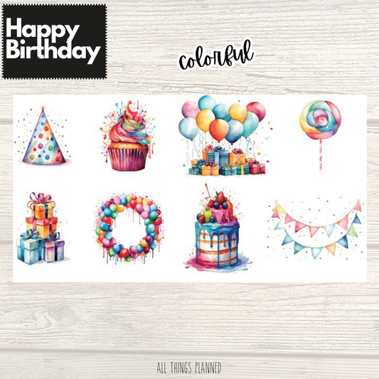 Happy Birthday Stickers | Colorful
