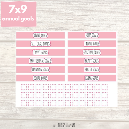 7x9 Annual Goals Sticker Sheet (PINK)
