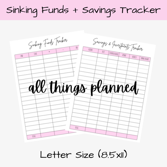 Sinking Funds + Savings Tracker Budget Worksheets